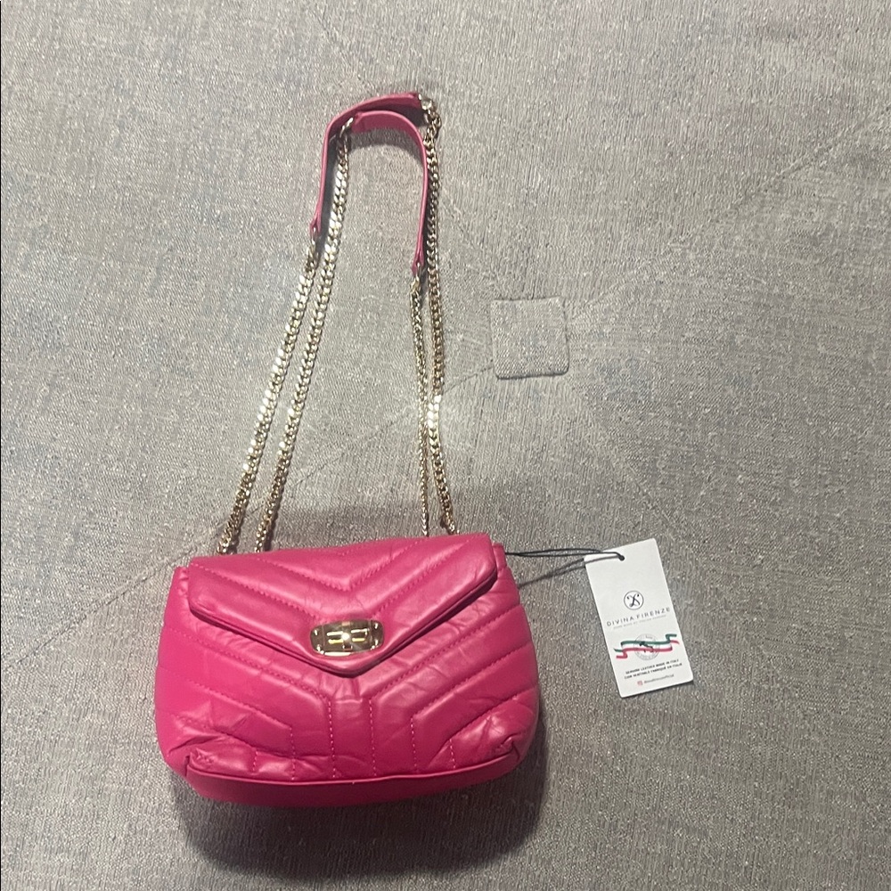 Divina Firenze quilted Leather Crossbody Bag Pink Art Bridget